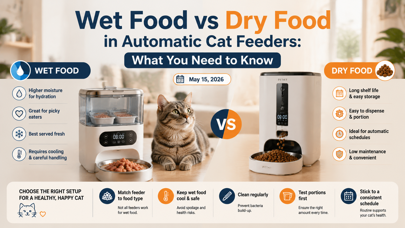 Wet Food vs Dry Food in Automatic Cat Feeders: What You Need to Know
