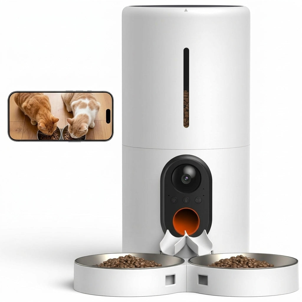 6L Automatic Cat Feeder with 1080P Camera 160 Wide Angle Night Vision WiFi Two Way Audio