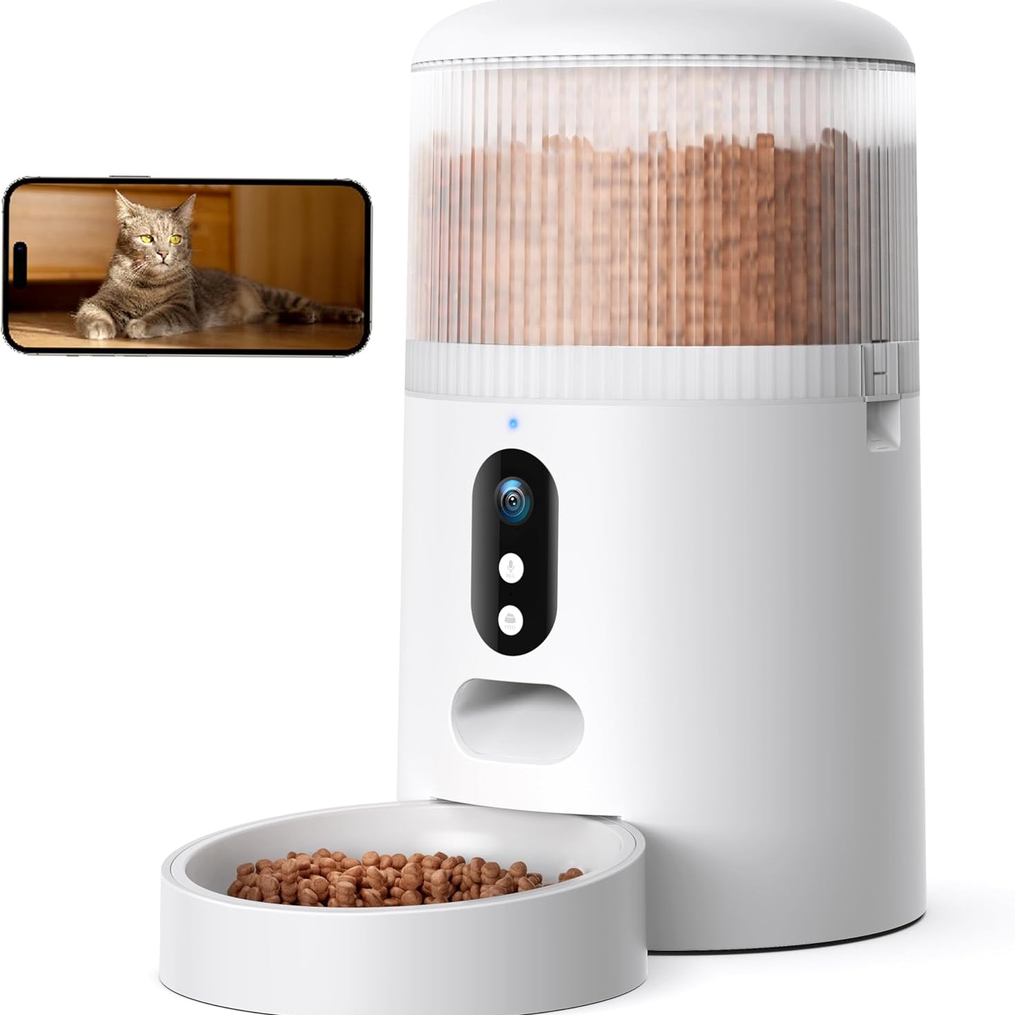 4L Automatic Cat Feeder with 3MP Camera Night Vision WiFi Two Way Audio or Standard Version