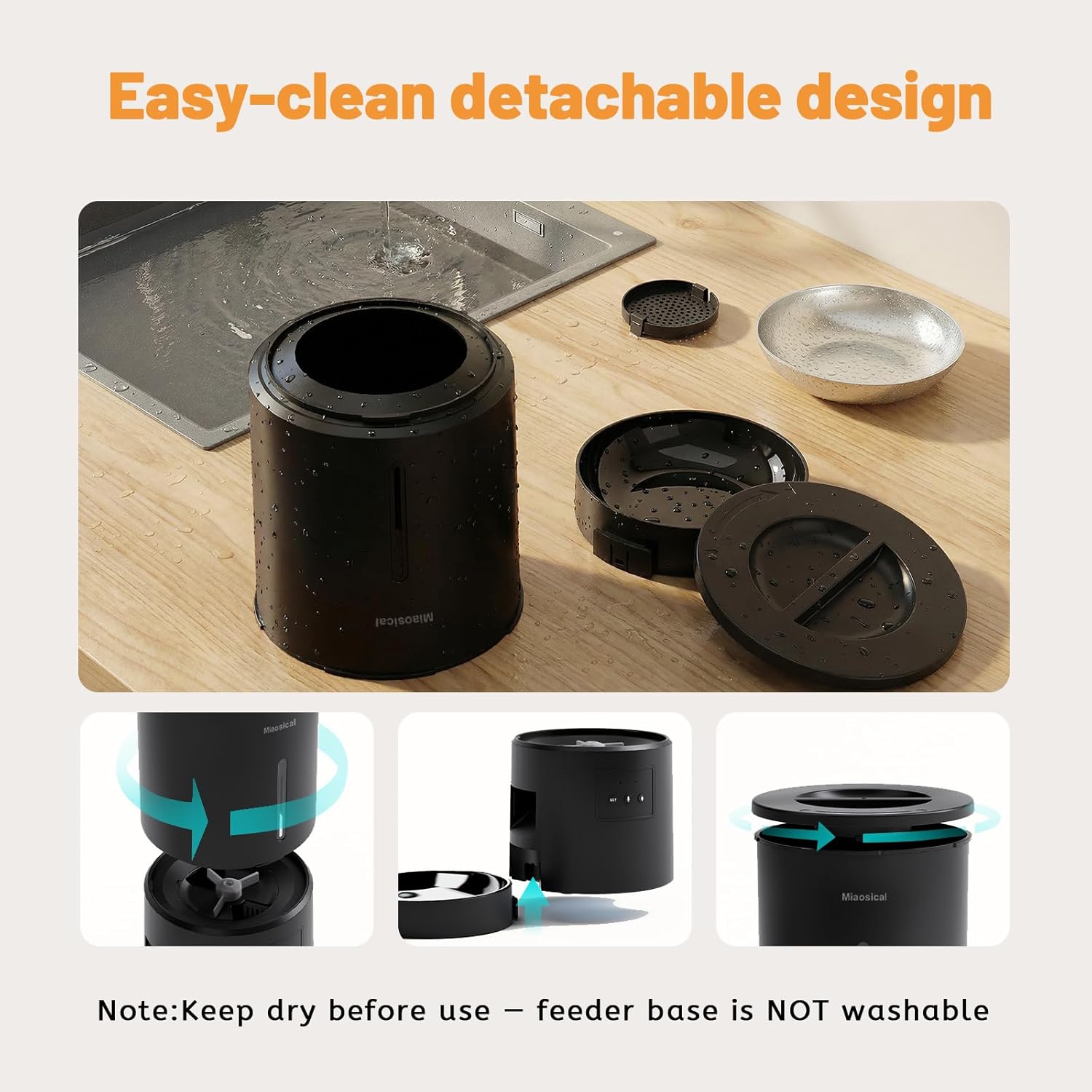 4.2L Automatic Cat Feeder for 2 Cats Dual Bowls WiFi App Timed Feeding Whisker Friendly