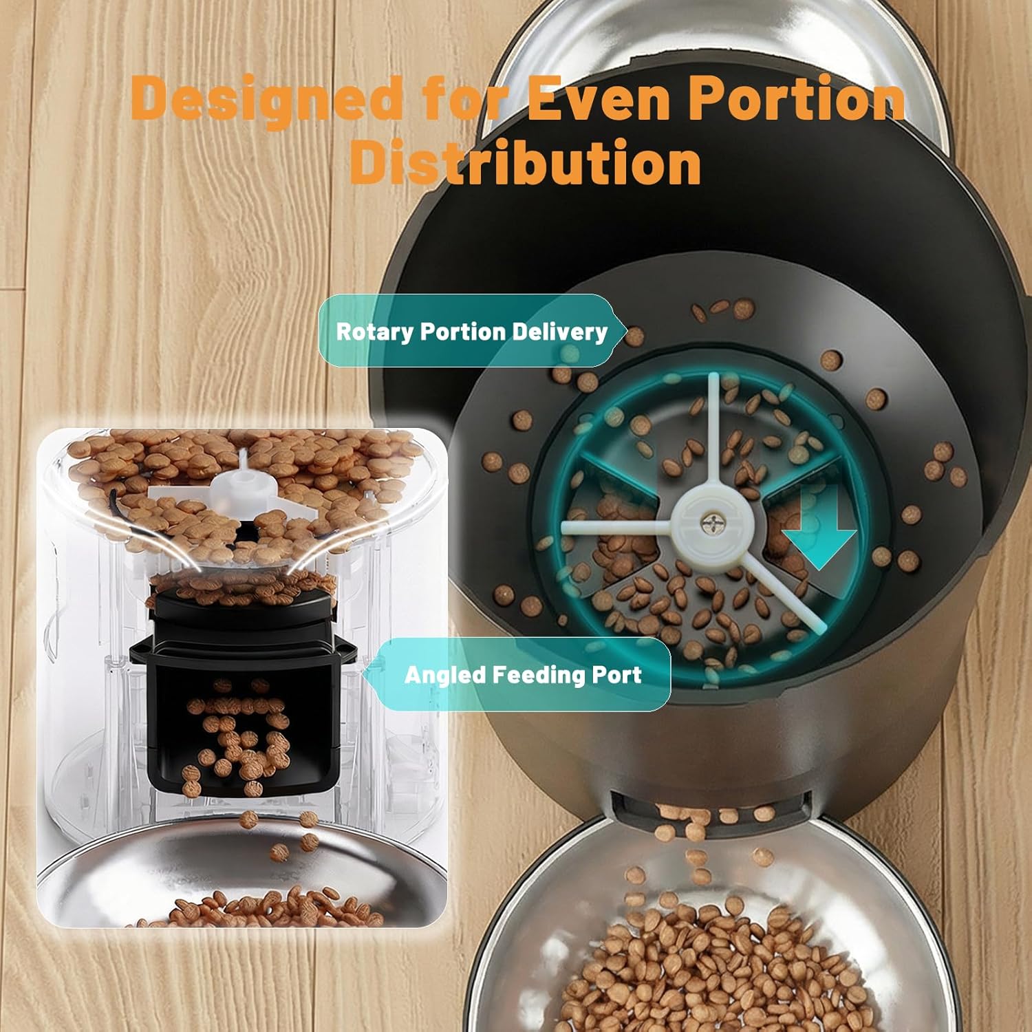 4.2L Automatic Cat Feeder for 2 Cats Dual Bowls WiFi App Timed Feeding Whisker Friendly