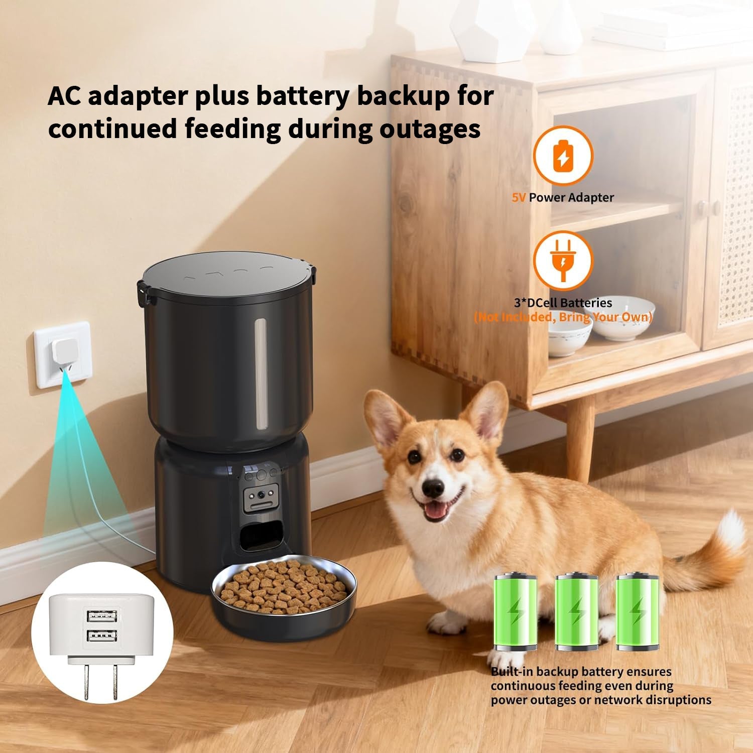 4L Cat Feeder and Water Dispenser Set with 2MP Camera WiFi App Control Single Plug