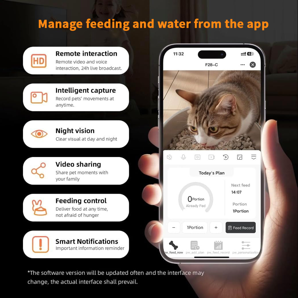 4L Cat Feeder and Water Dispenser Set with 2MP Camera WiFi App Control Single Plug