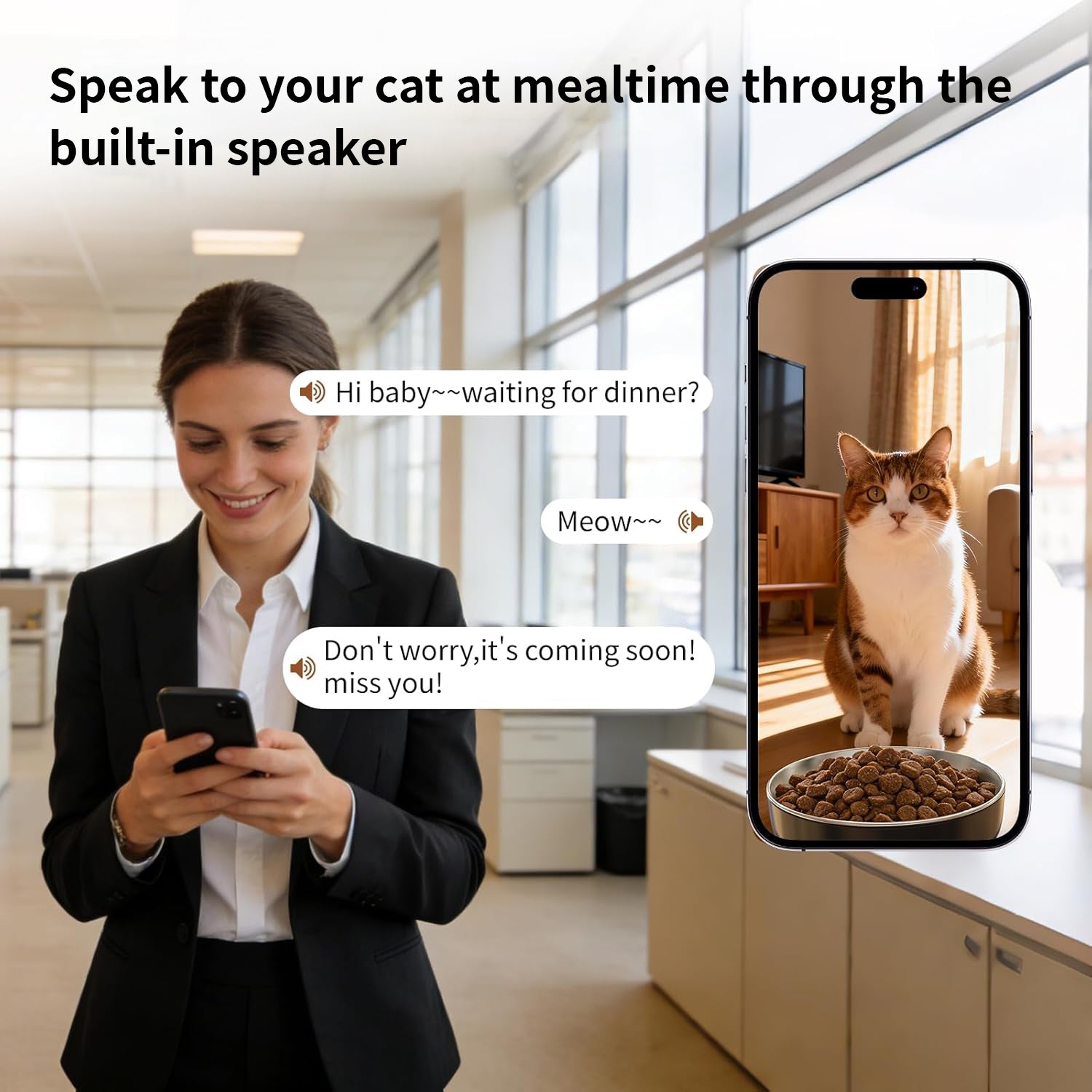 4L Cat Feeder and Water Dispenser Set with 2MP Camera WiFi App Control Single Plug