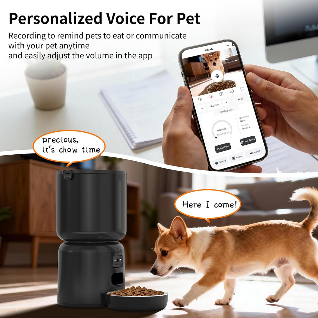 4L Cat Feeder and Water Dispenser Set with 2MP Camera WiFi App Control Single Plug